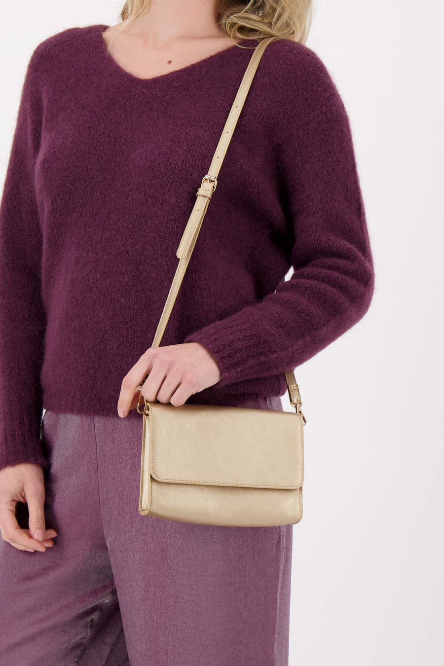 Clutch mit Herzspiegel | Champagner Gold