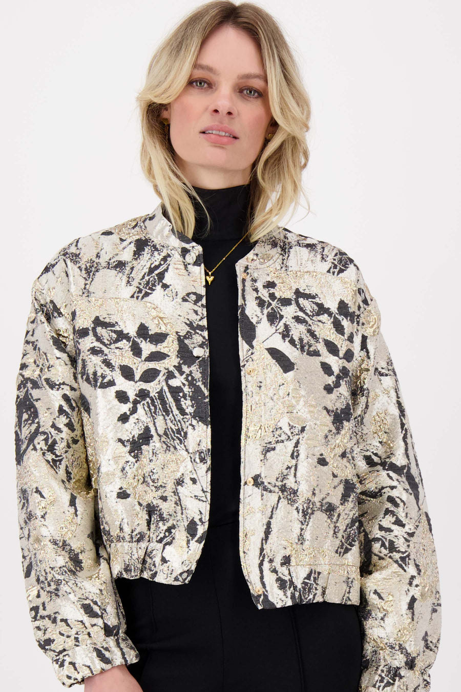 Jacquard-Glanzjacke | beige / gold