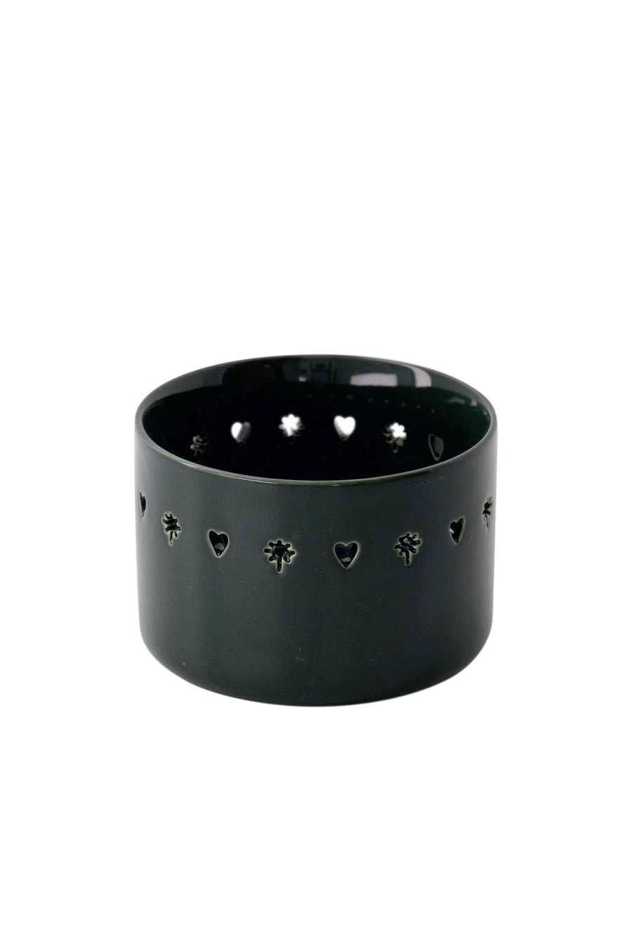 Teelichthalter Keramik Herz/Stern | dunkelgrün