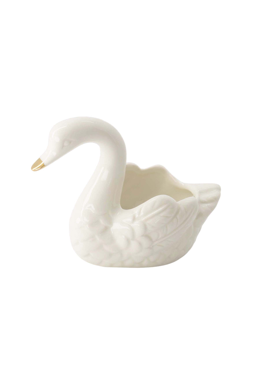 Teelichthalter Keramik Schwan weiß/gold | weiß/gold