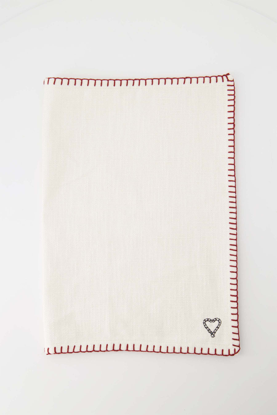 placemat hart stiksel off white/rood | off white / rood