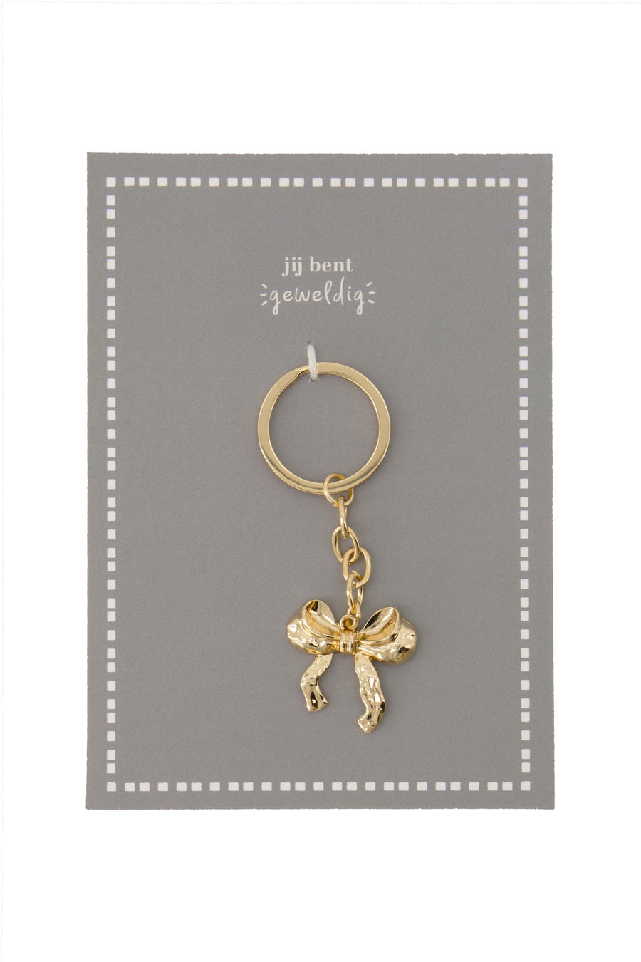 Postkarte Schlüsselanhänger Schleife weiß/gold | weiß/gold