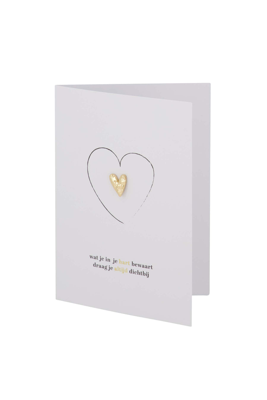 Wunschkarte Brosche Herz in deinem Herzen weiß/schwarz/gold | weiß/schwarz/gold