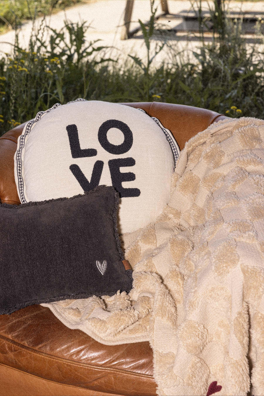 Plaid Herz Sand/Dunkelgrün | Sand/Dunkelgrün