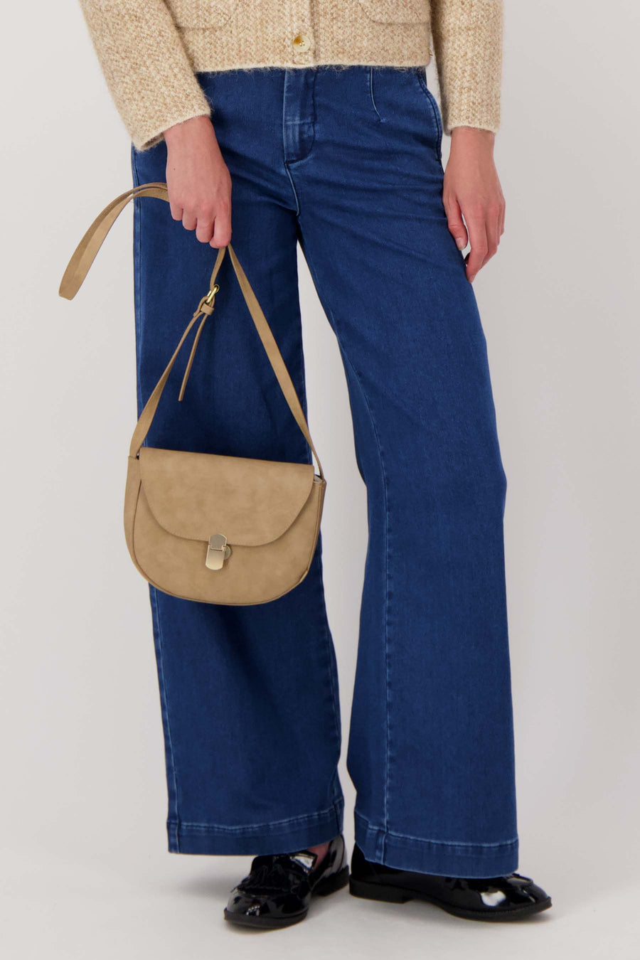 Umhängetasche mit Goldverschluss | taupe