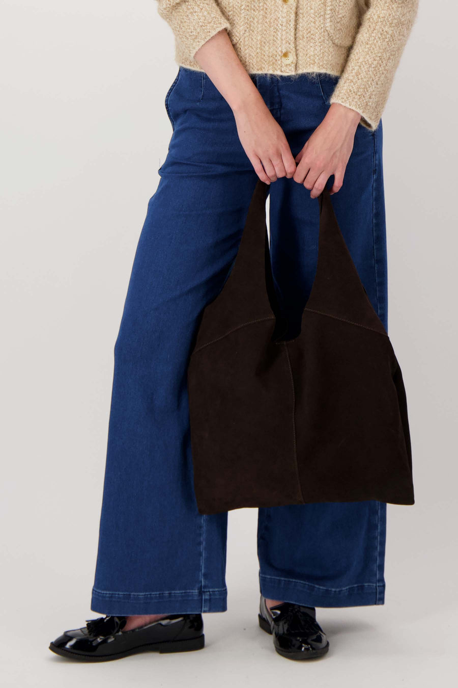 Wildleder-Umhängetasche | schokoladenbraun