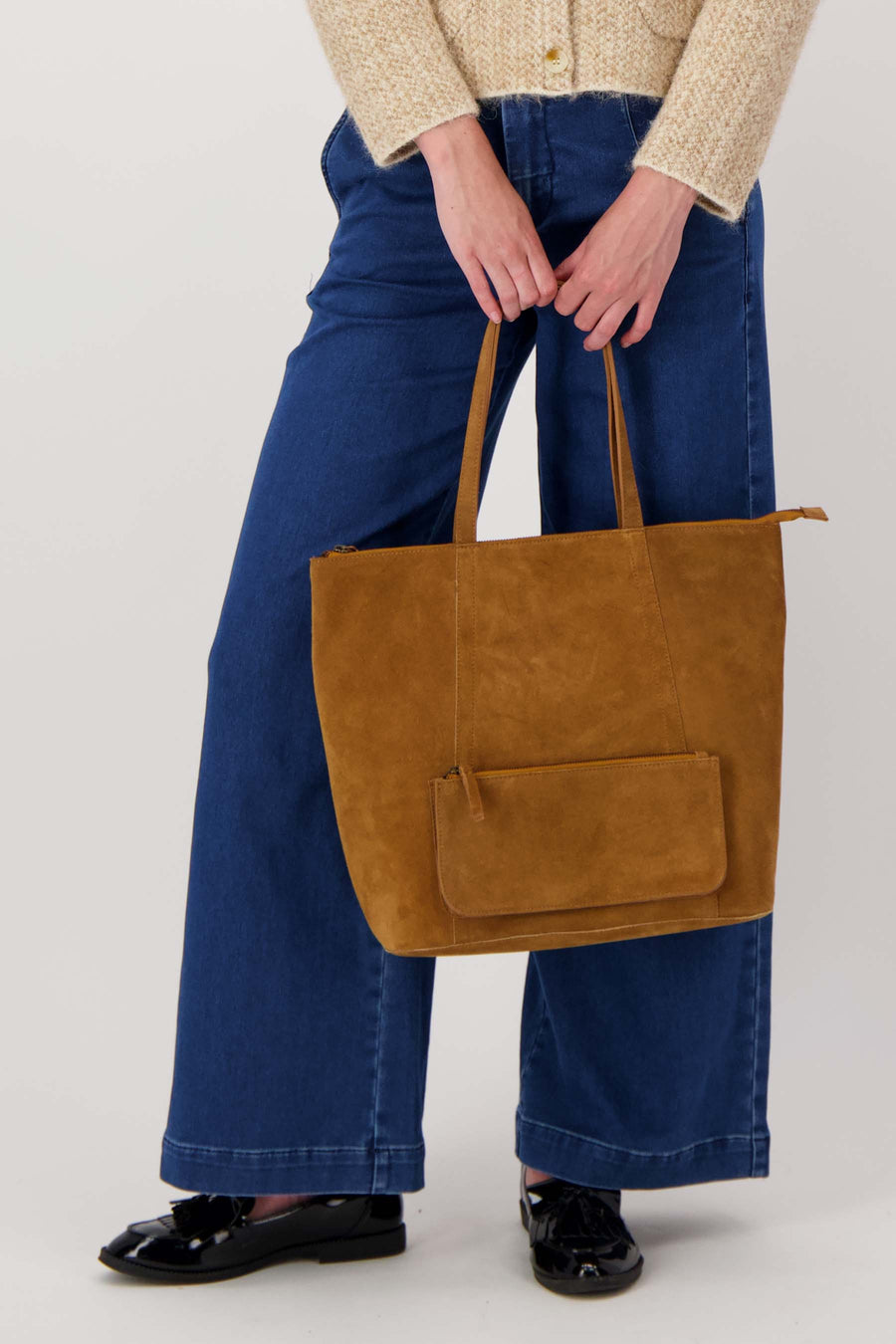 Wildleder Shopper | Karamell