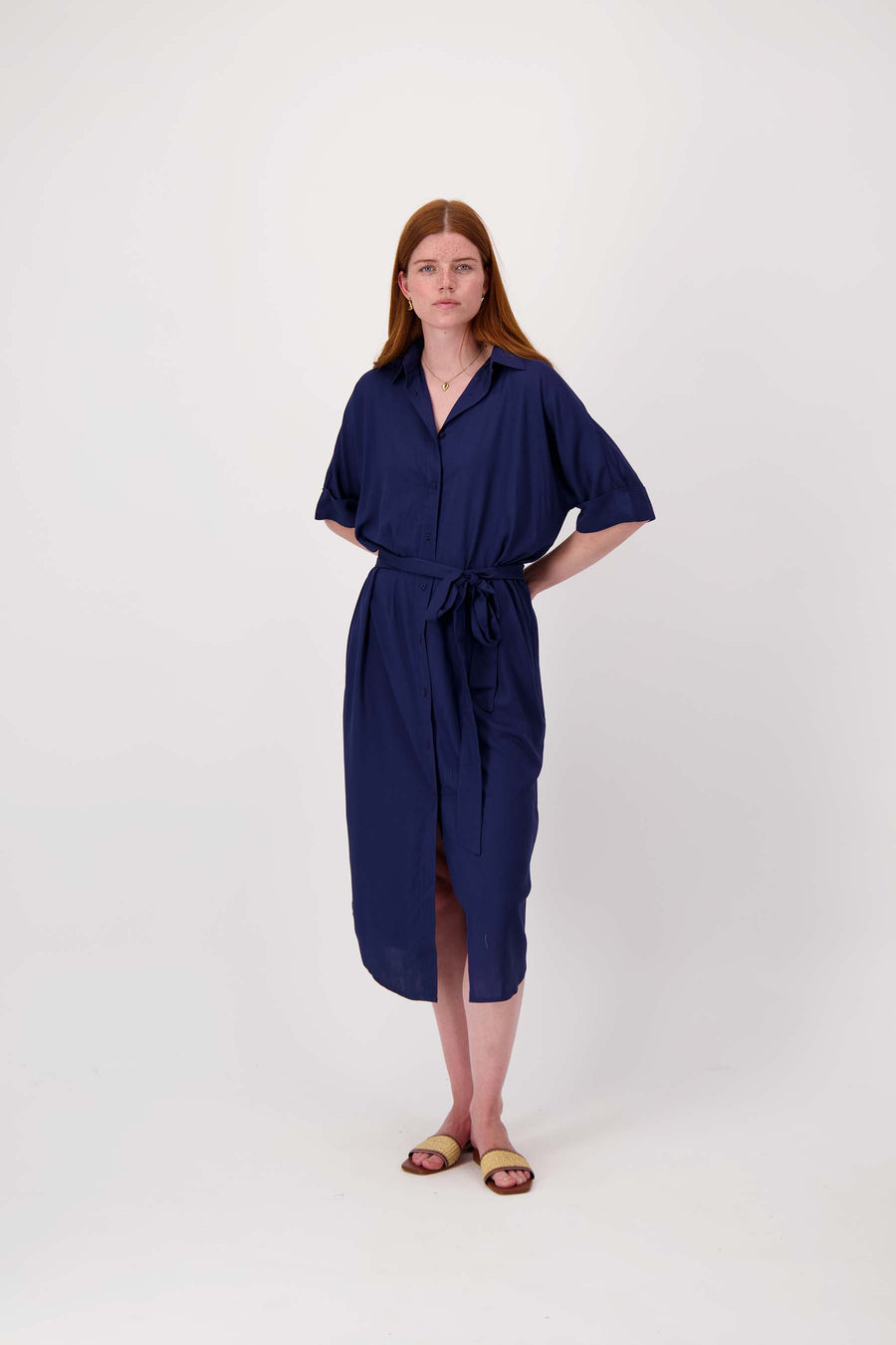 lange blouse jurk | summer navy