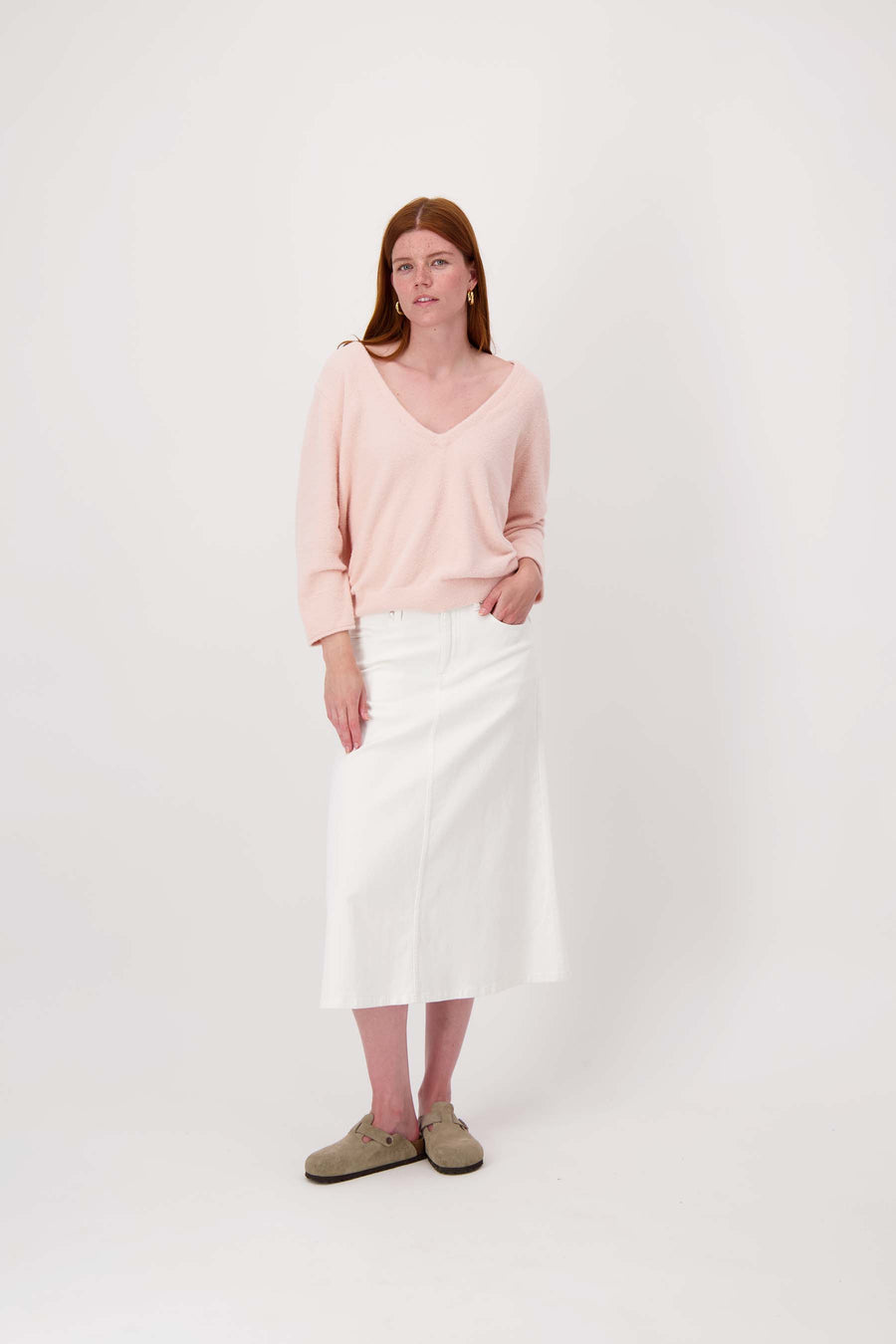 wijde jeans rok | off white