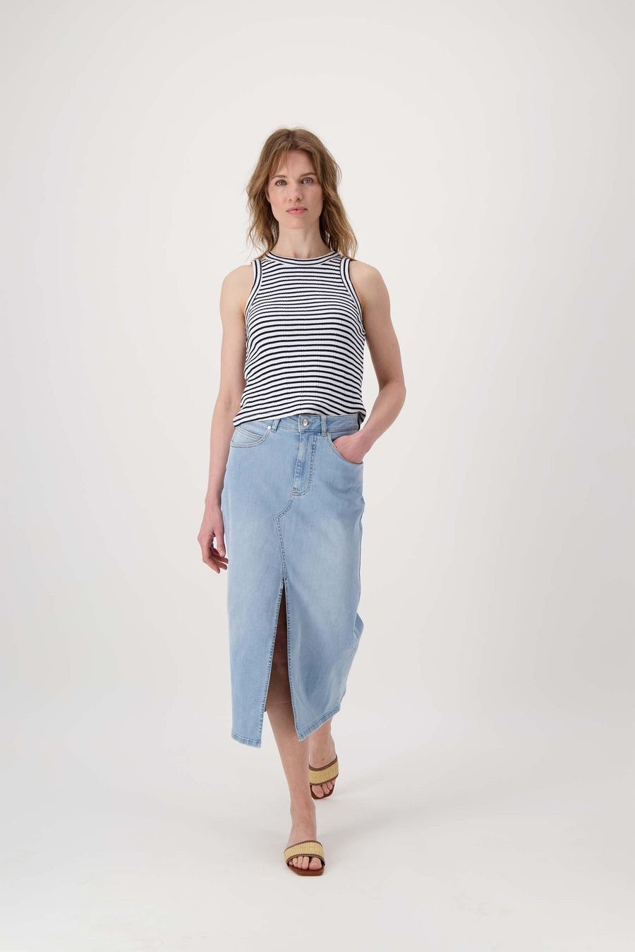 Jeansrock mit Stretch-Denim | hellblauem Denim