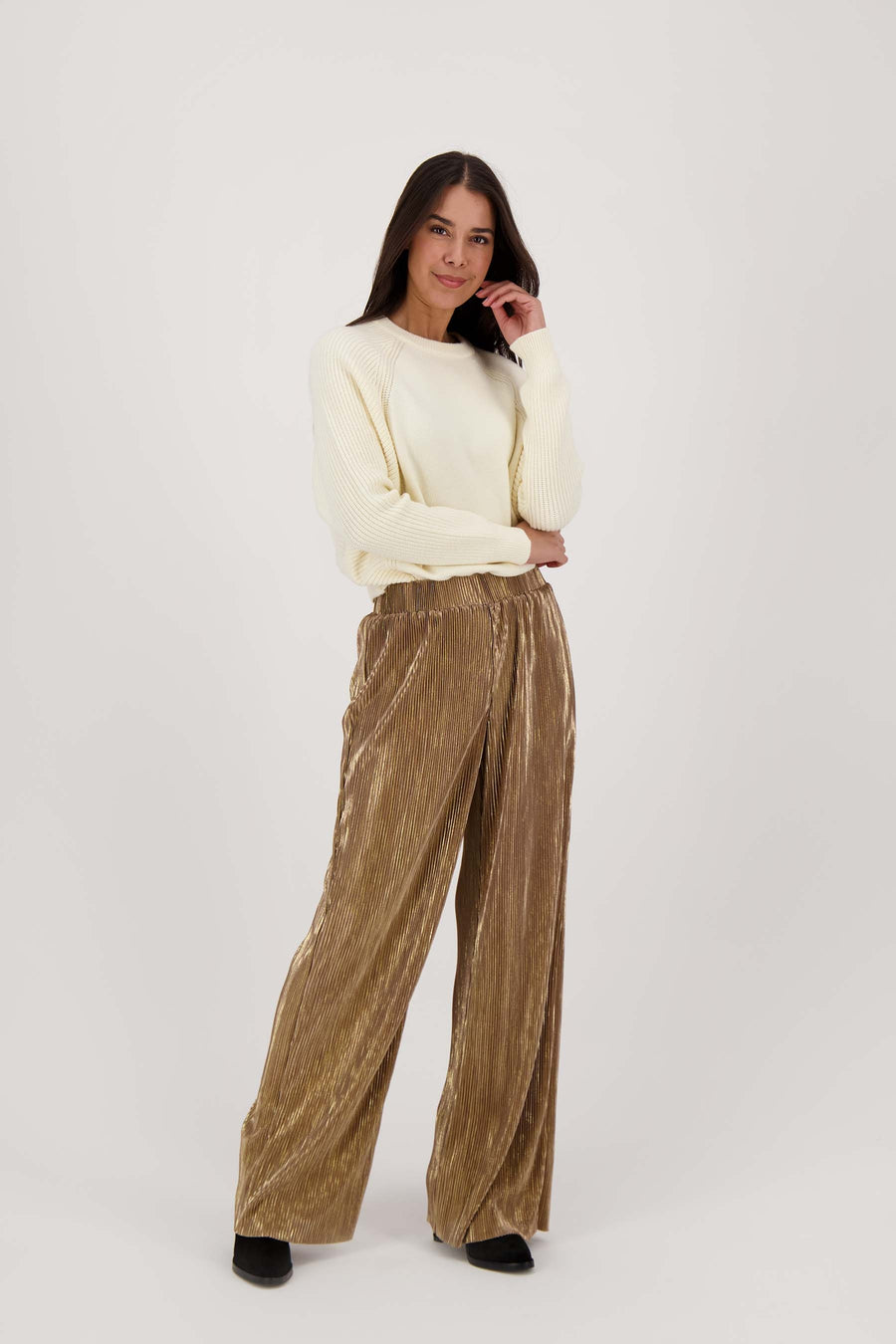 Bundfaltenhose | Champagner-Gold