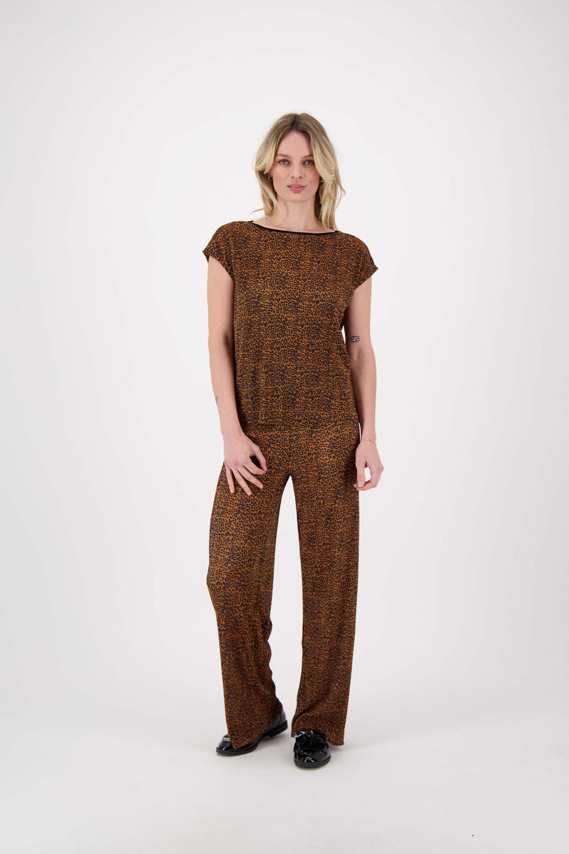 Pantherdruck Plisseehose | camel
