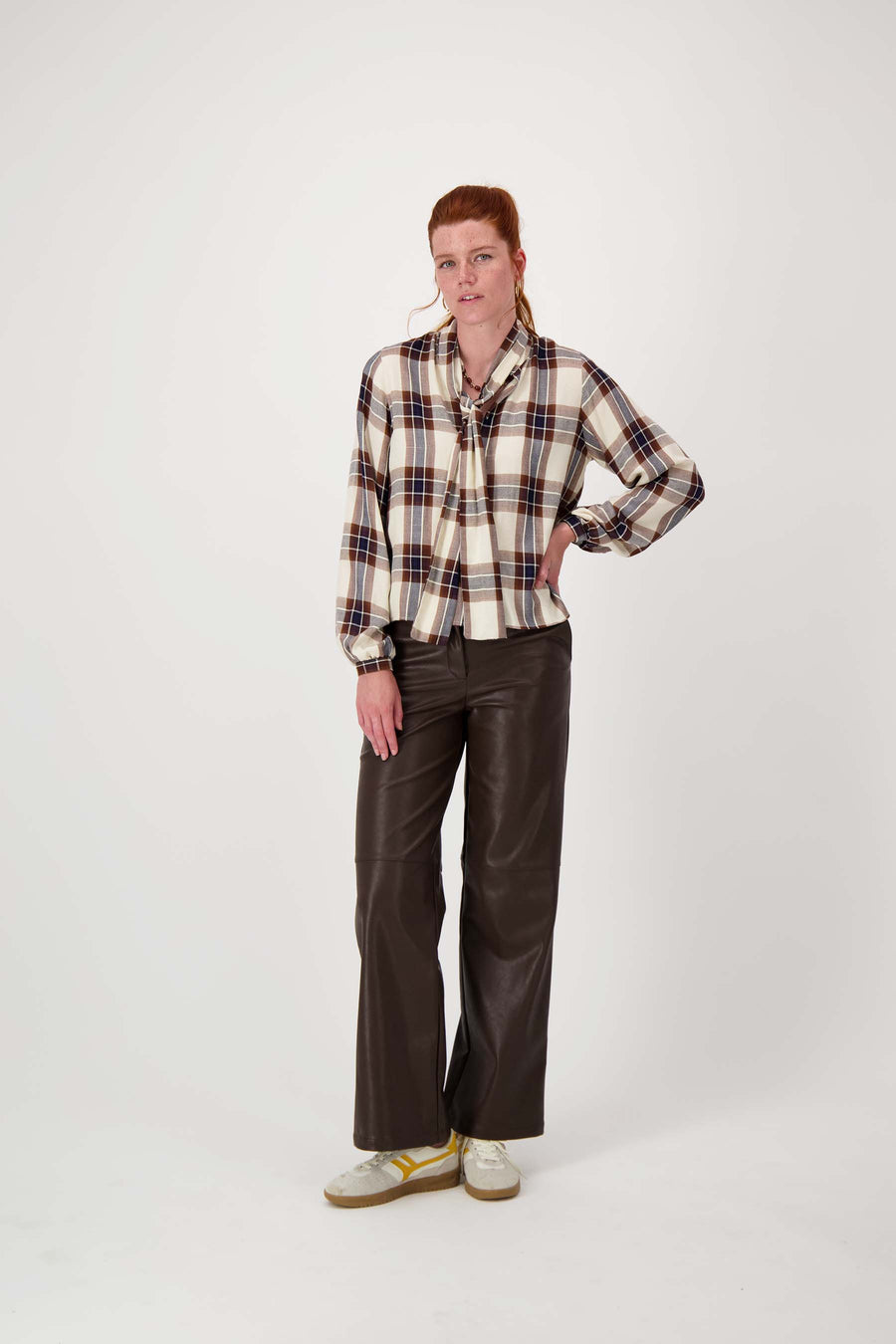 PU weite Hose | schokoladenbraun