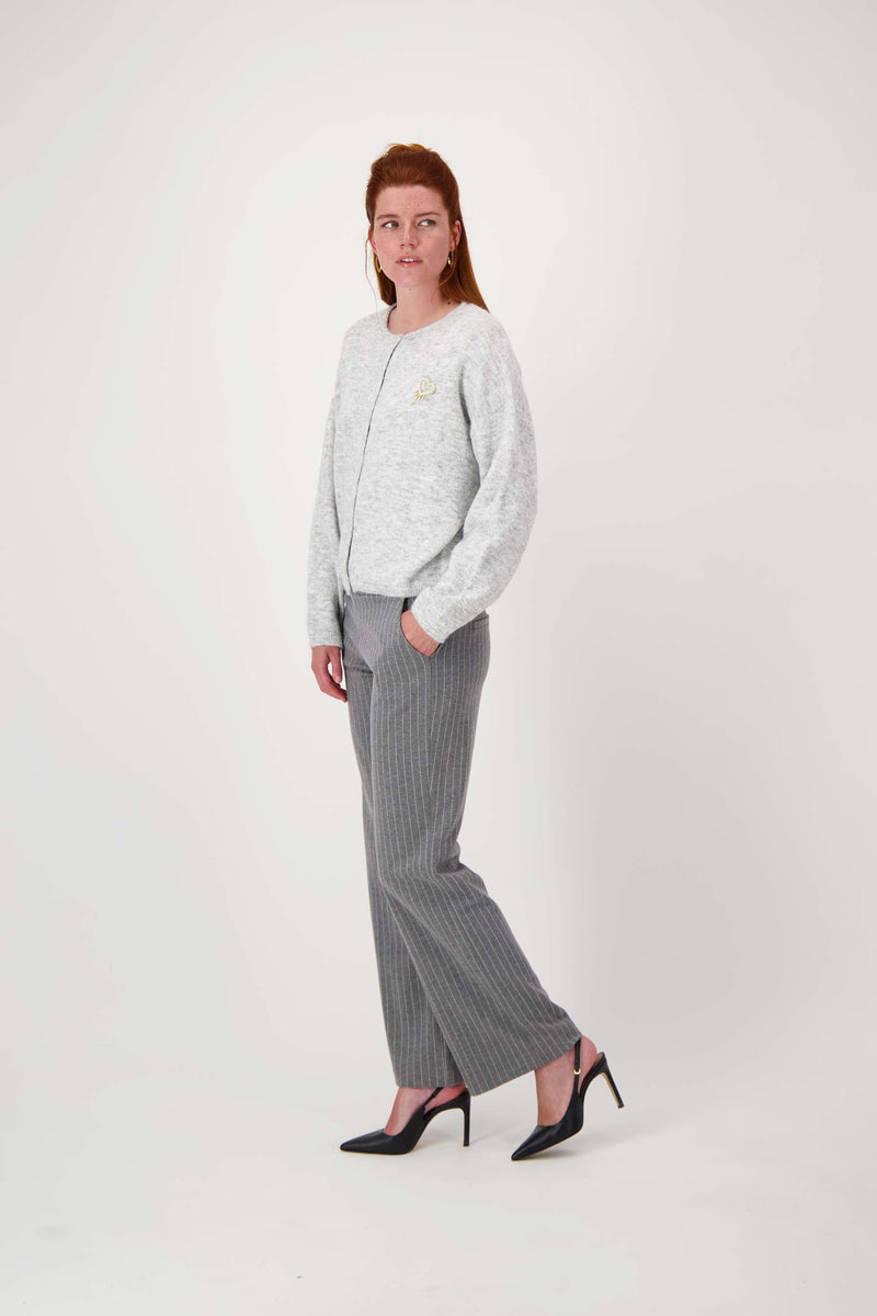 Chalk Stripe Hose mit Detail | Anthrazitgrau