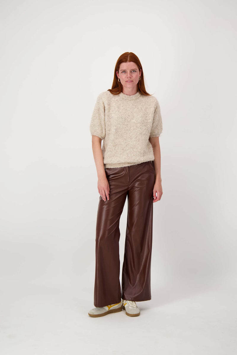 Kunstleder mit Glanzoptik, weit geschnitten | mittelbraun