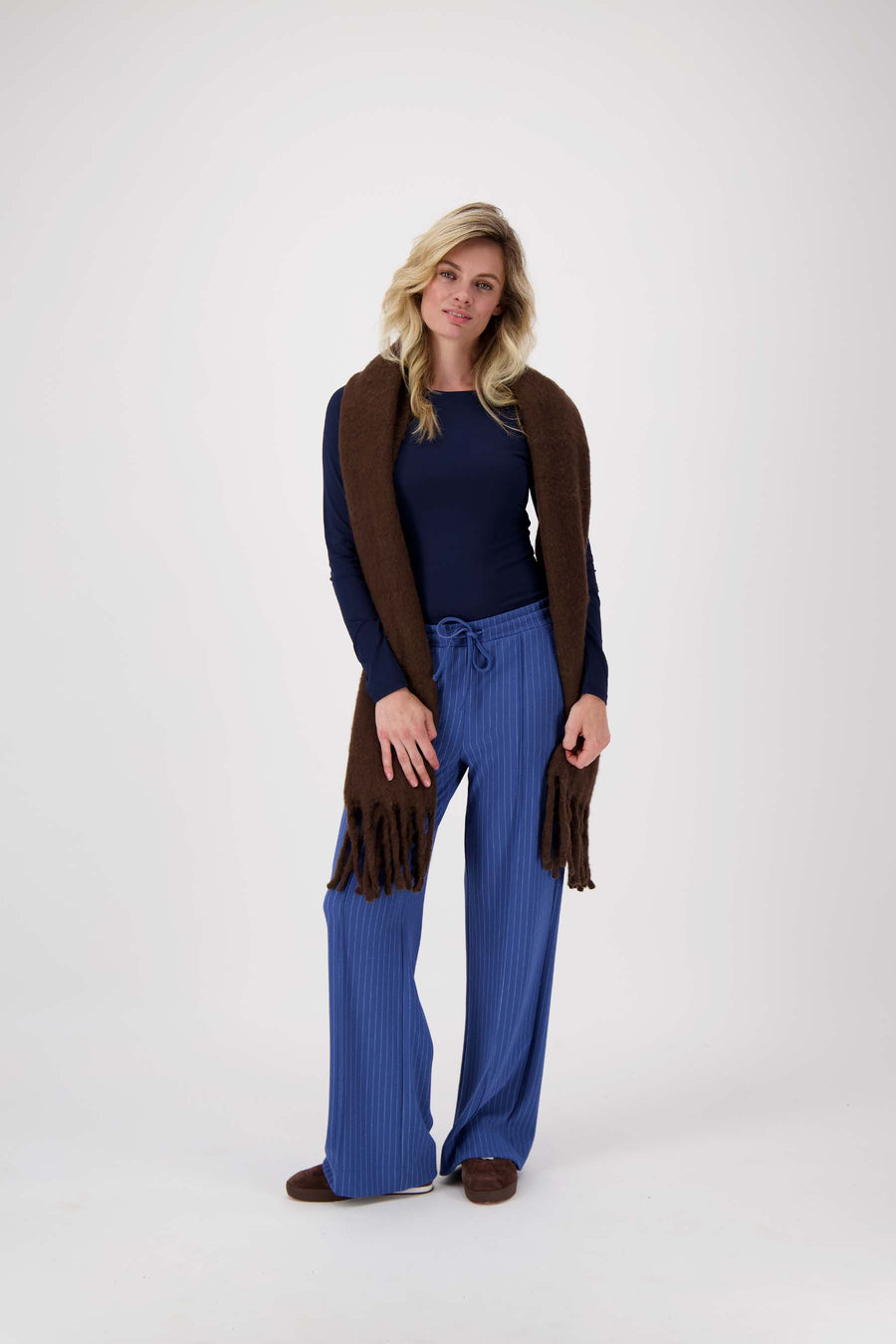 Hose mit Nadelstreifendruck | navy / off white