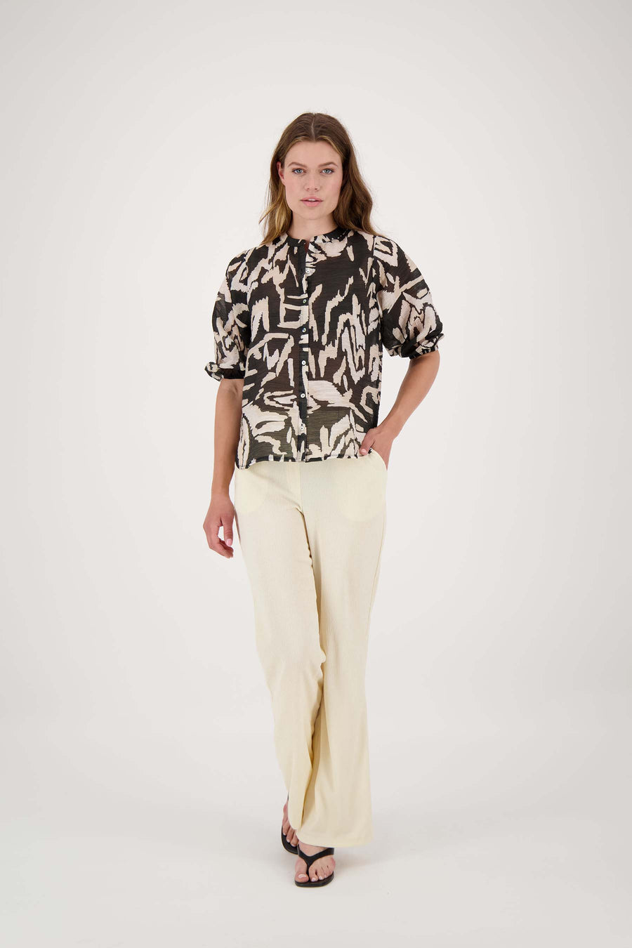 Bluse mit Puffärmeln und Druck | mehrfarbig