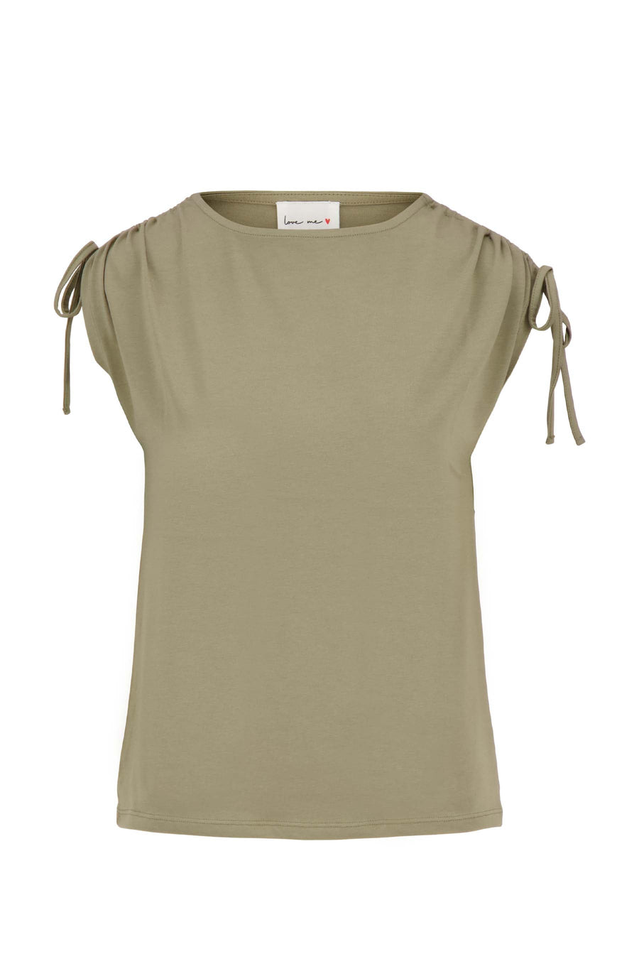 Top mit Schulterdetail Schleife | khaki