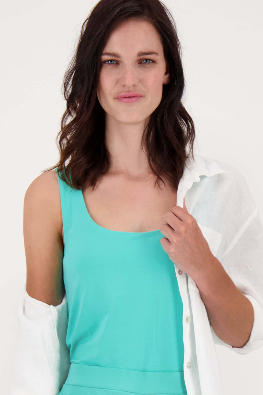 Singlet aus Polyamidgewebe | türkis