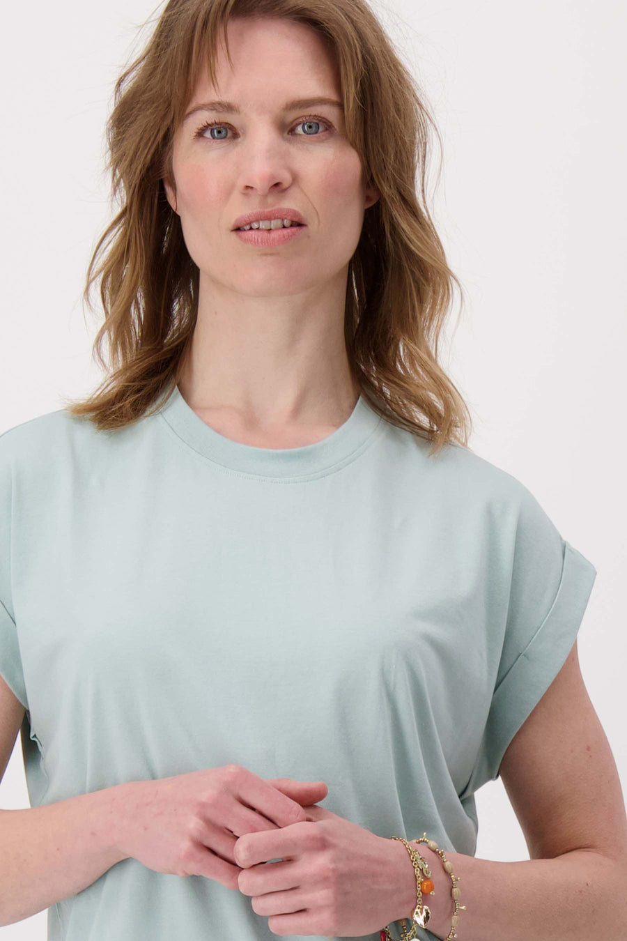 Trikotoberteil mit gekrempelten Ärmeln | graublau