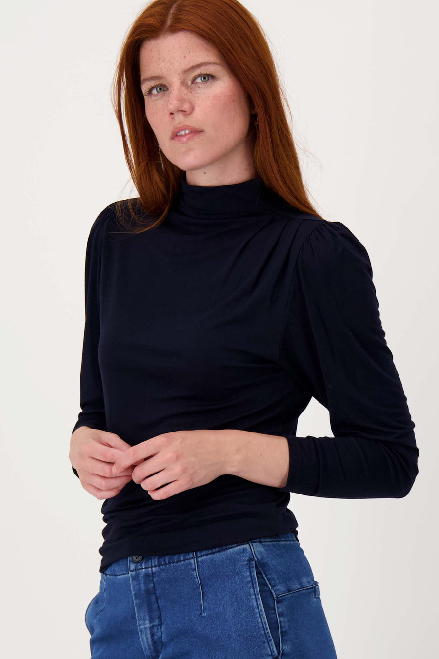 Top mit Plissee-Detail | navy