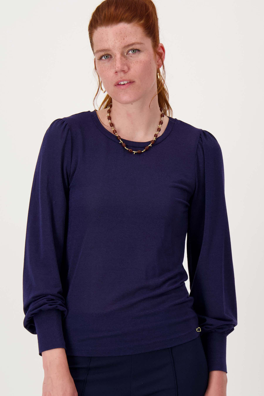 Top met lange mouwen in shimmer | night blue