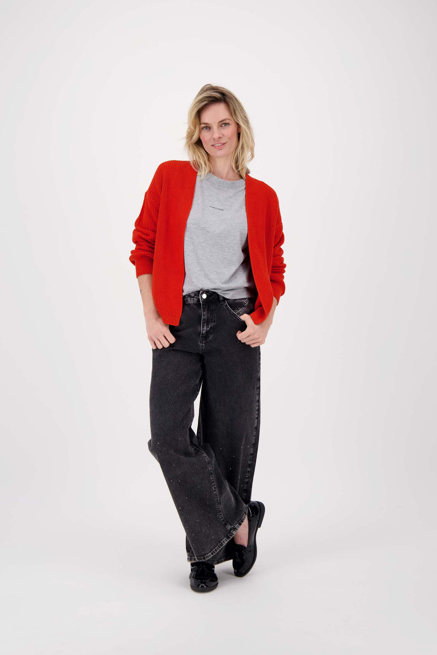 T-Shirt mit Plissee-Detail | mittelgrau