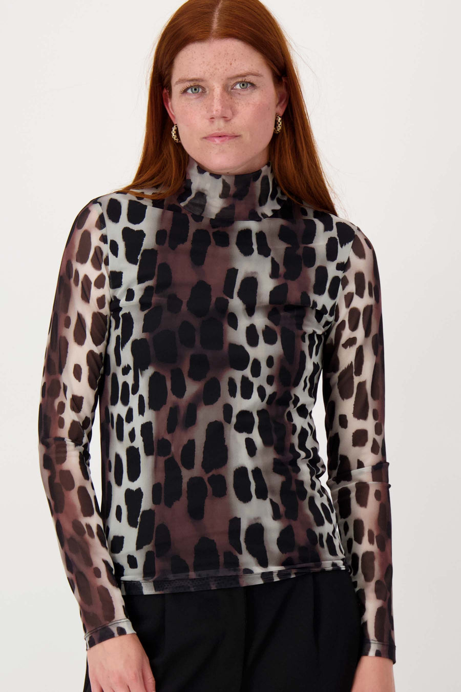 Mesh-Top mit Giraffenprint | mehrfarbig