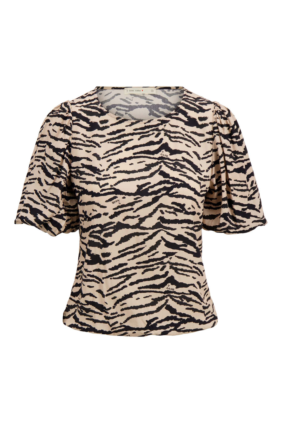 Ballonärmel-Top mit Druck | schwarz / Kit
