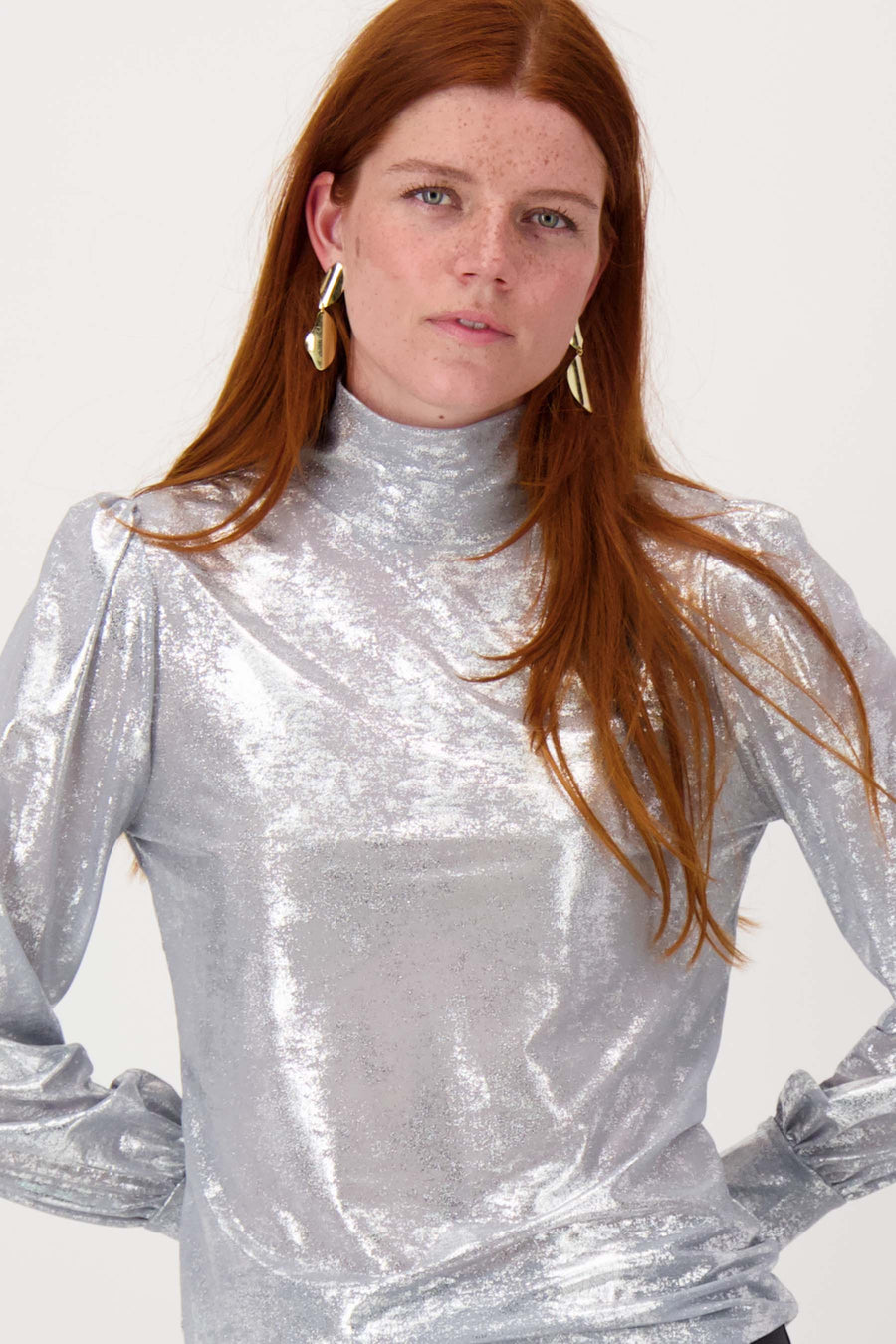 Oberteil mit Rollkragenpullover in Silber | Silber