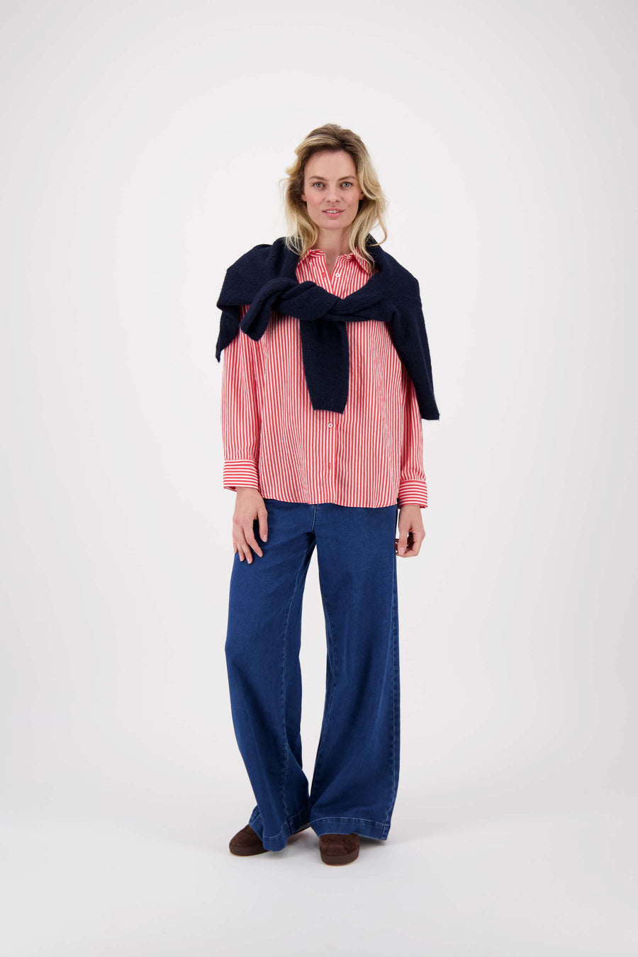 Gestreifte Bluse | rot / weiß