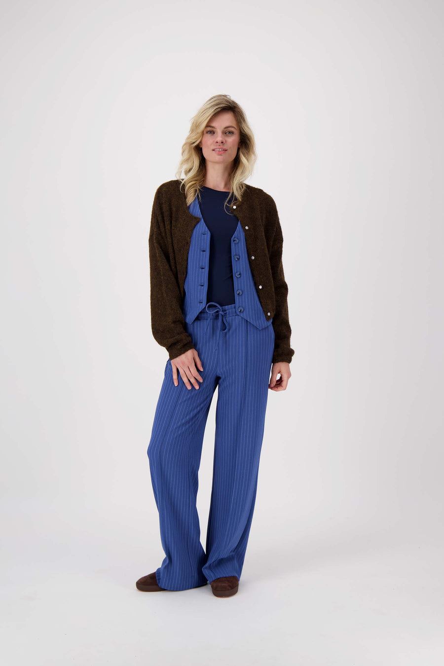 Weste mit Nadelstreifendruck | navy / off white