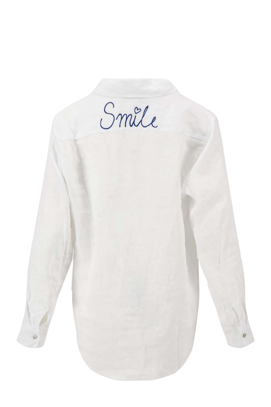 100% Leinenbluse mit Stickerei | weiß