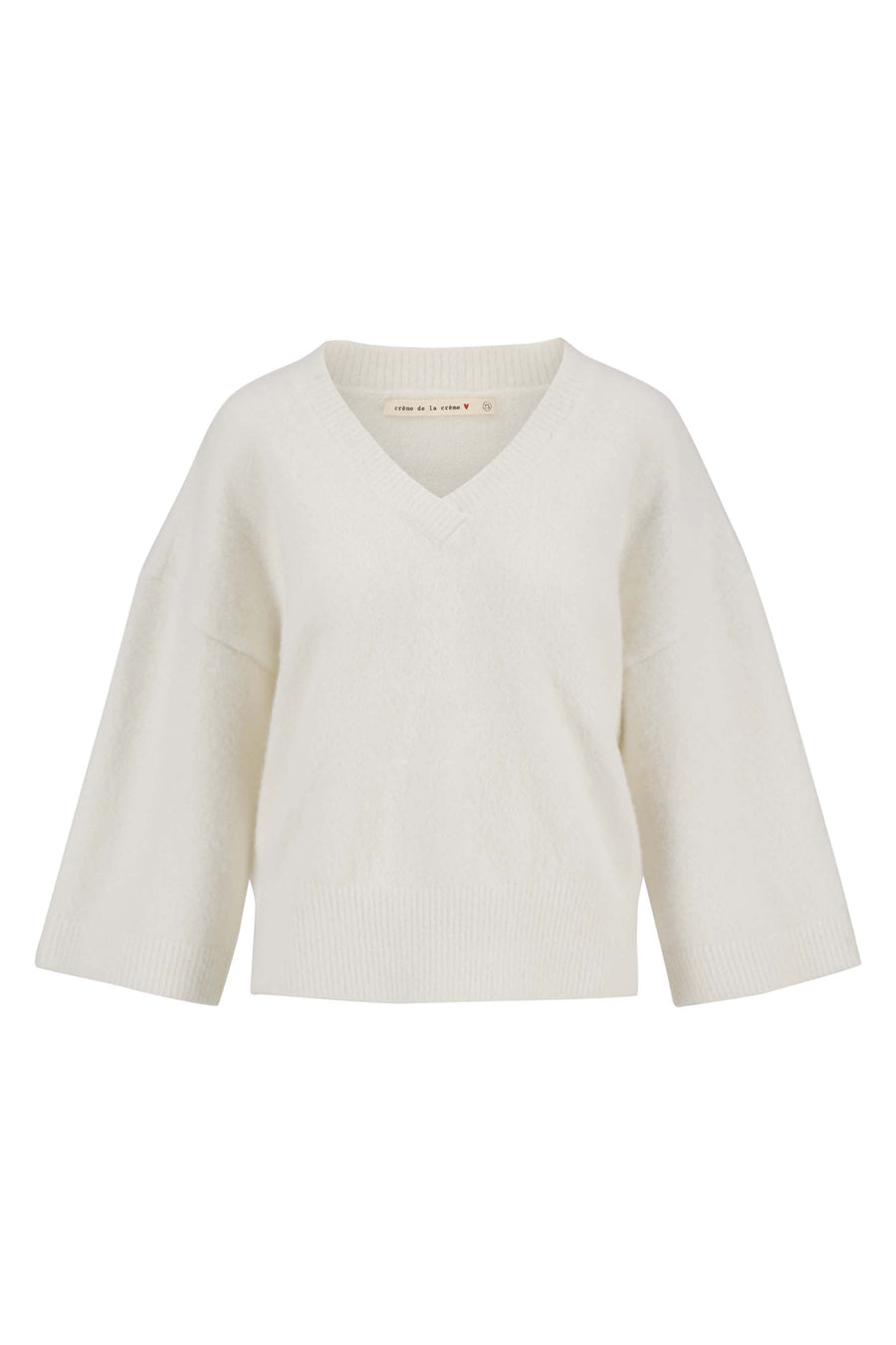 Pullover kurzarm mit V-Ausschnitt | weiß