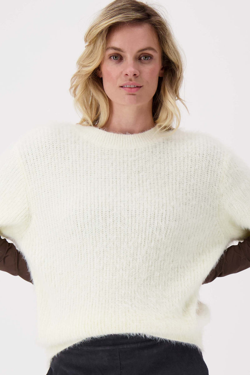 Fluffy Pullover mit Rundhalsausschnitt | Off White