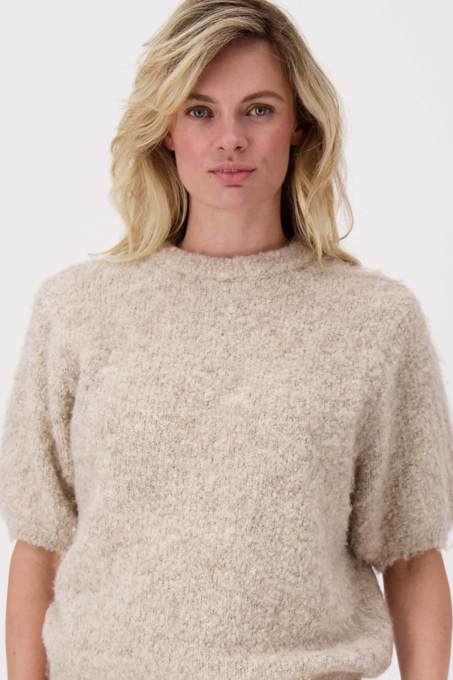 Boucle-Pullover mit Rundhalsausschnitt | beige