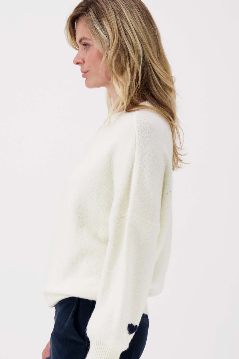 Pullover mit Herz-Detail | off white