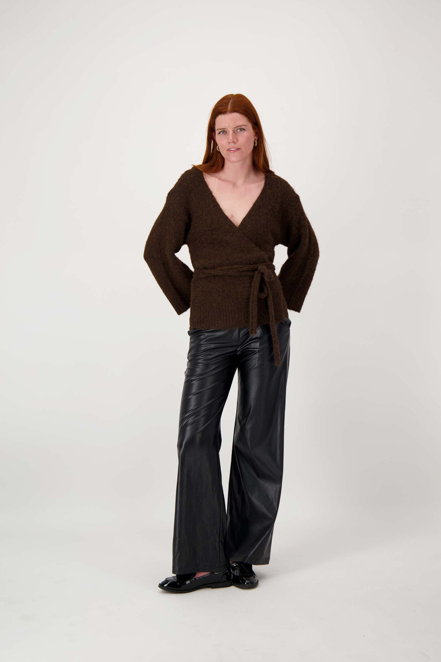 Wickelstrickjacke | schokoladenbraun