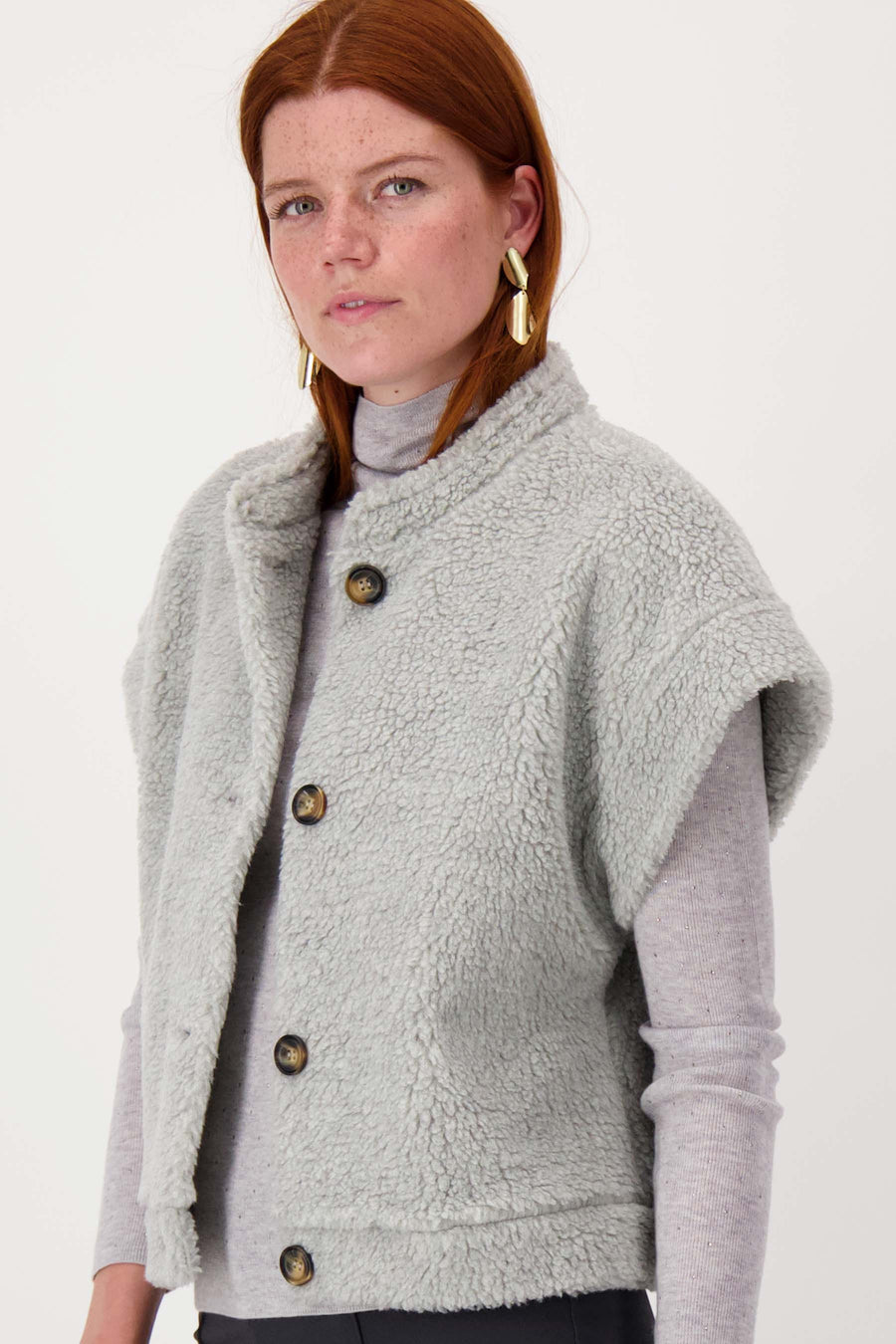 teddy gilet kurz | mid-grey