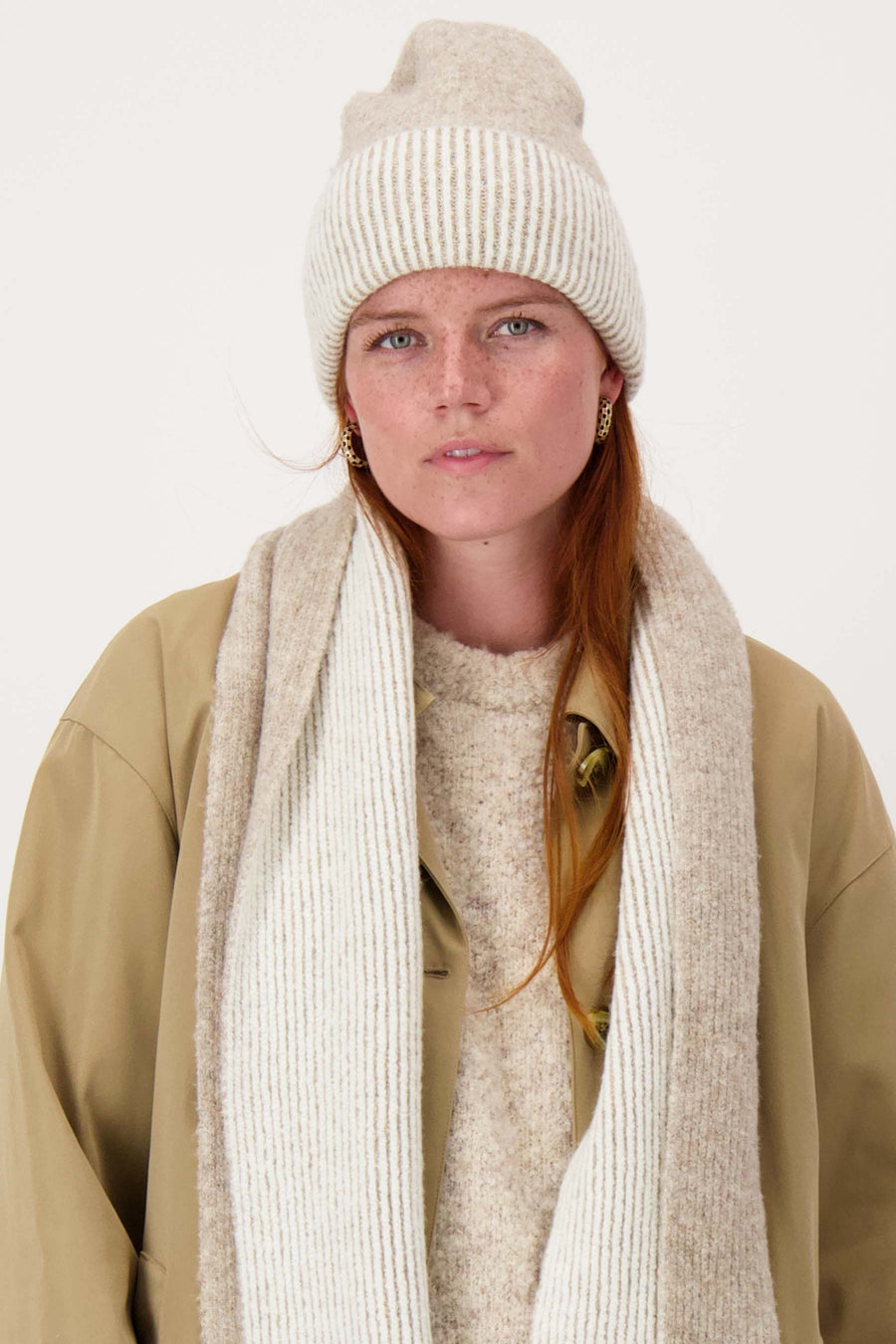 Strickmütze mit Zipfelmütze | taupe