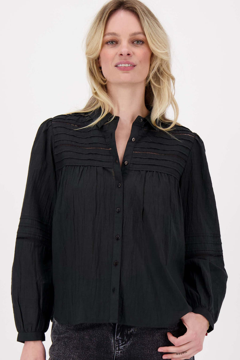 plooi blouse | zwart
