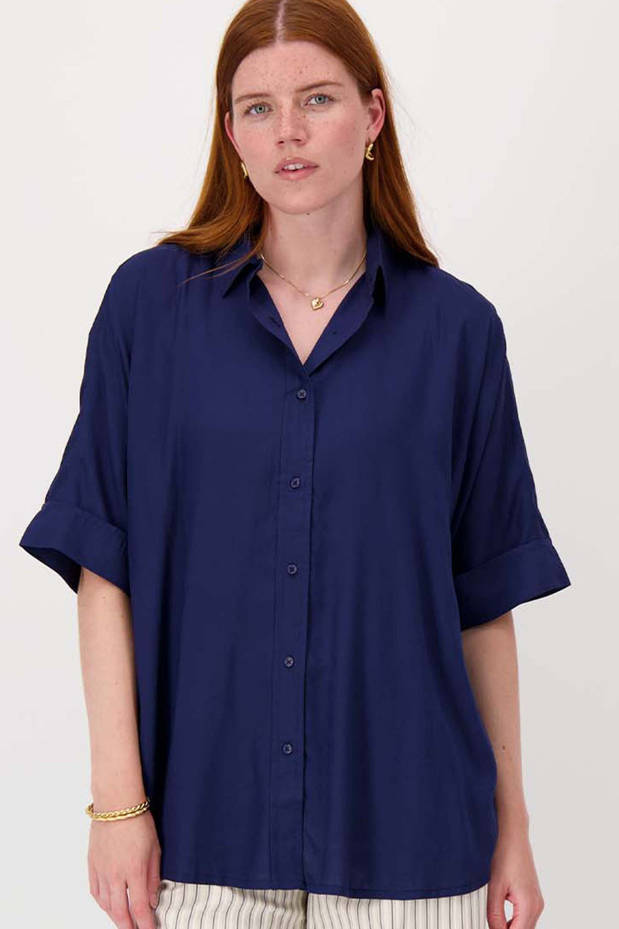 boxy model blouse | summer navy