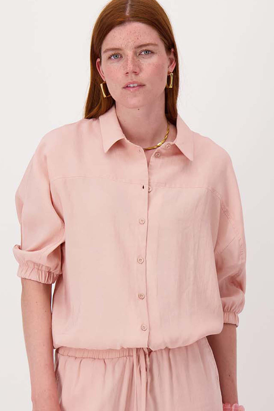 Modale Bluse mit Tunnelzug | Crispy Pink