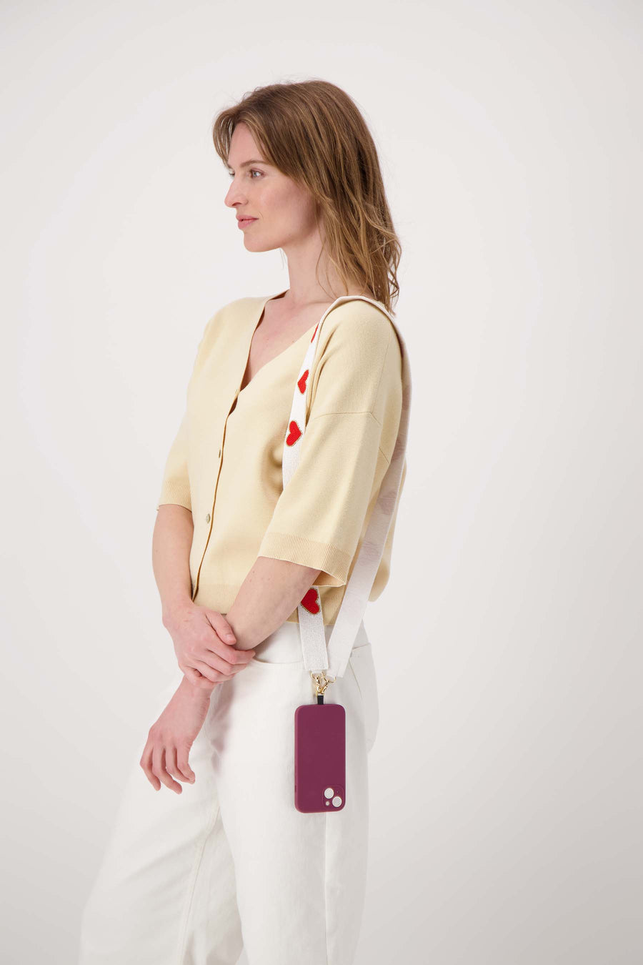 Telefonkabel aus Perlenmuster Herz | mehrfarbig