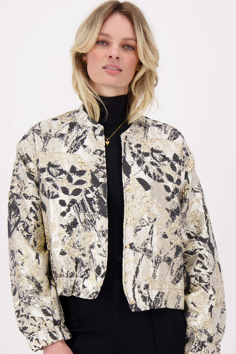 Jacquard-Glanzjacke | Beige/Gold