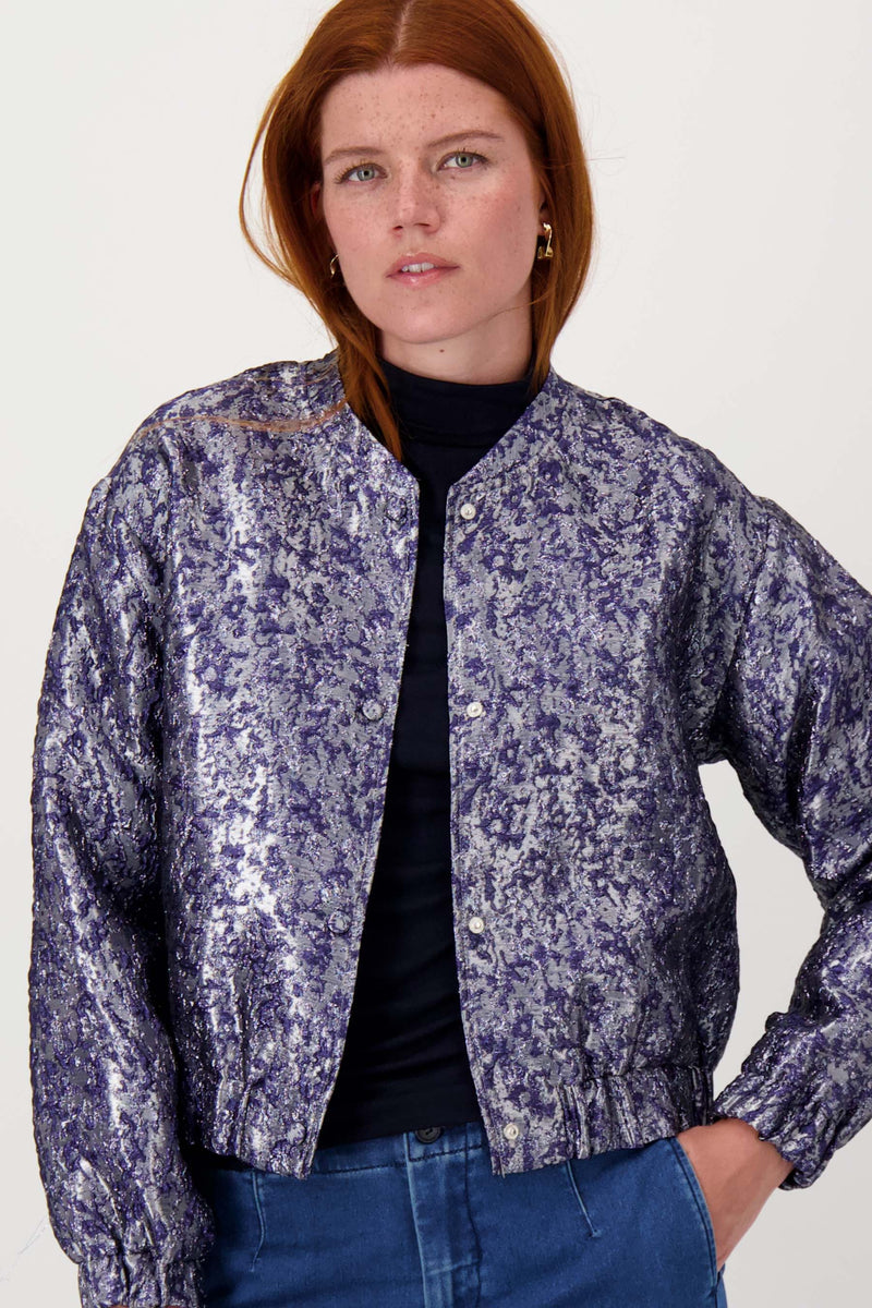 Jacquard-Glanzjacke | Nachtblau