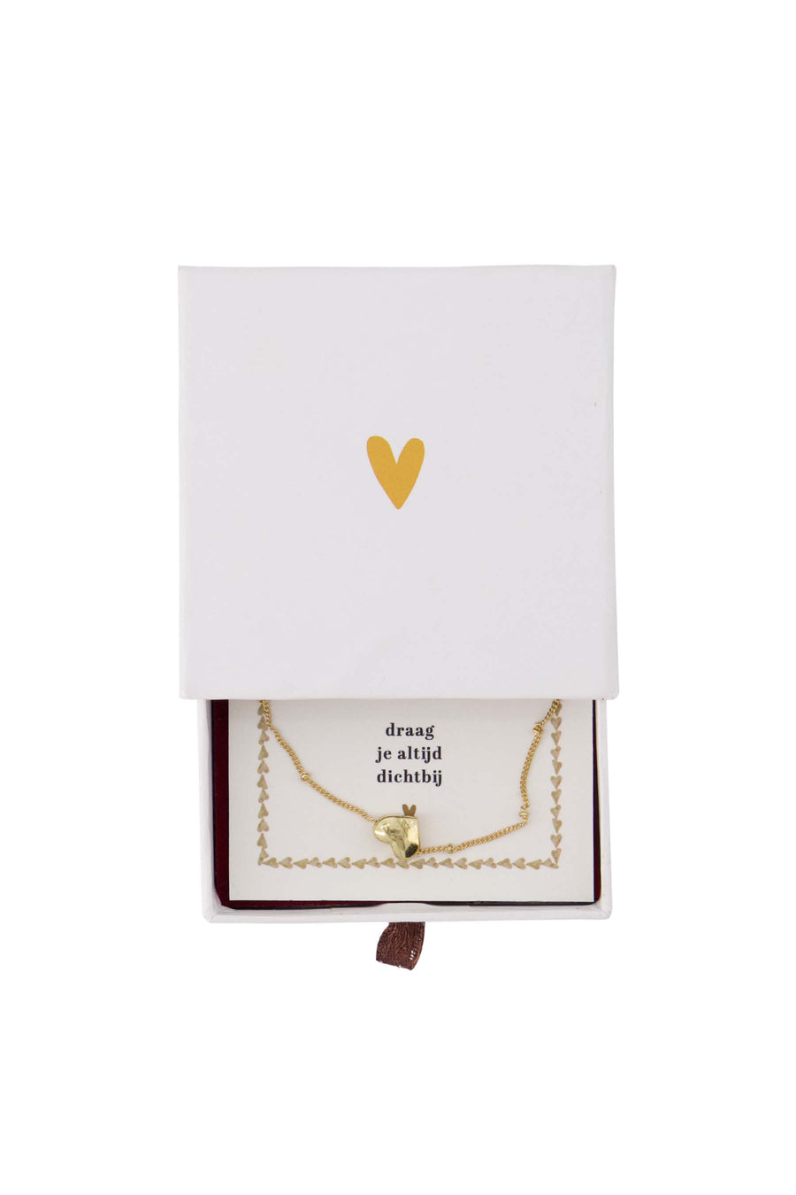 ketting hartje in schuifdoosje in je hart wit | wit