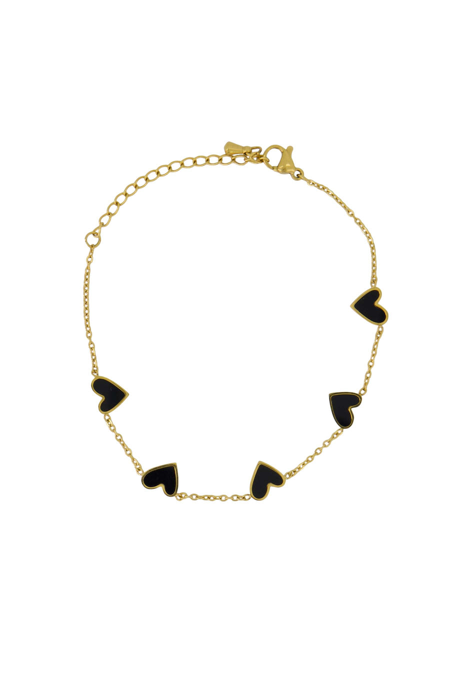 Armband mit Herzanhänger | schwarz / gold