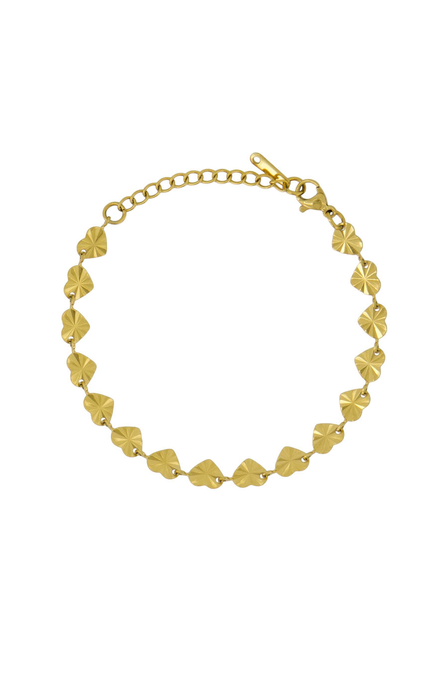 Armband mit strukturierten Herzen | Gold