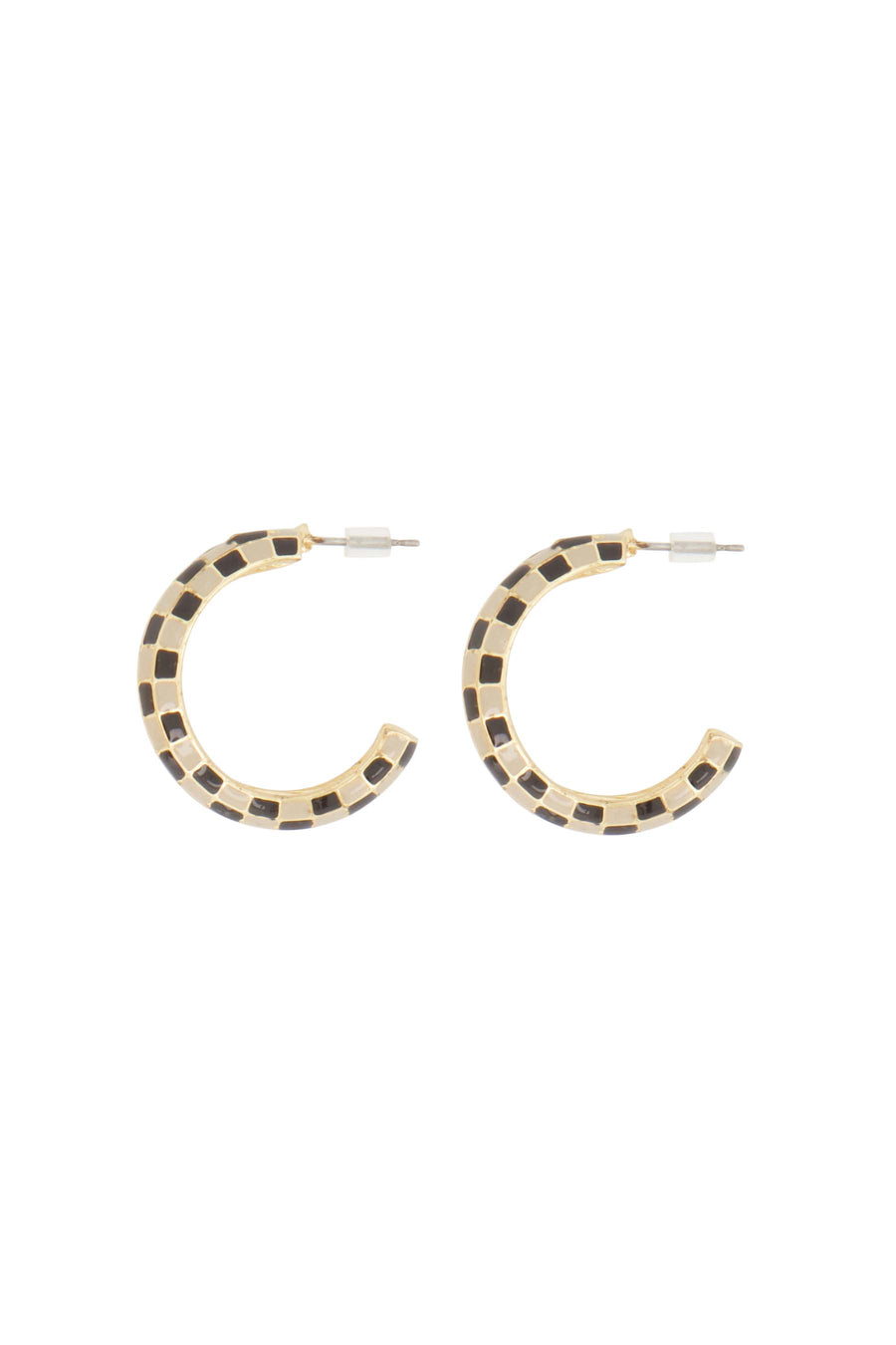 Ohrringe mit Blockmuster | Kit / Mittelbraun